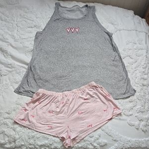 Gray and Pink Women's Sleepwear Set